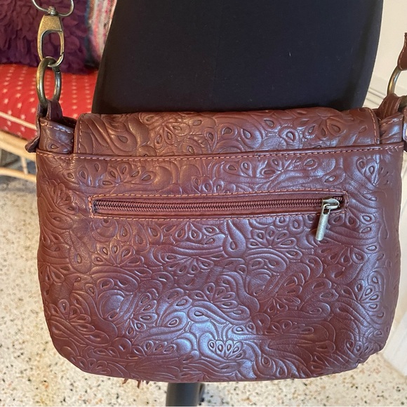 BORSE IN PELLE BOHEMIAN Brown Tooled Leather Crossbody Handbag! Great condition! - Picture 2 of 12